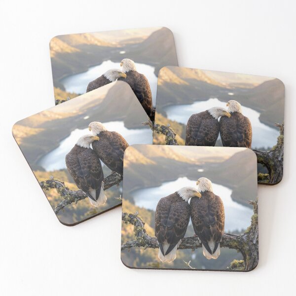 Item preview, Pair of Bald Eagle Overlooking a Mountain Lake designed and sold by Maria Dryfhout.