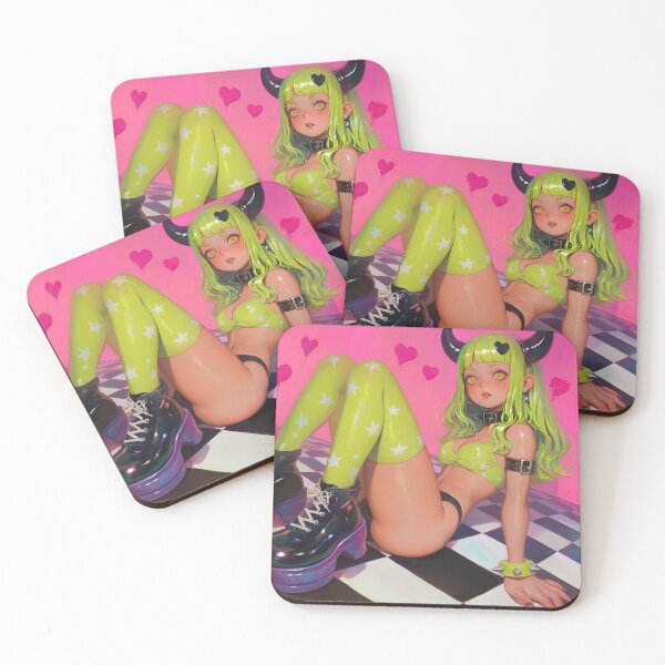 Item preview, Neon Lime Demon Girl Pinup designed and sold by bubblegoth.
