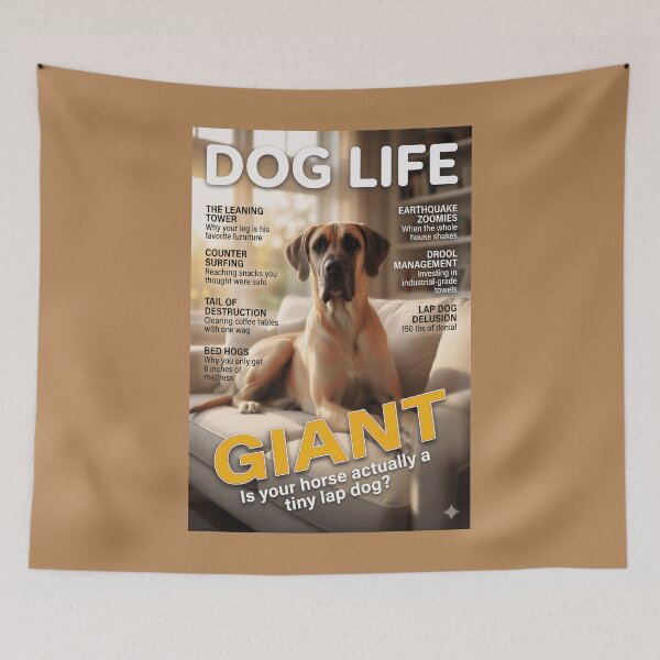 Item preview, Great Dane Giant: Funny Dog Life Magazine Cover Art designed and sold by FrancophileFun.