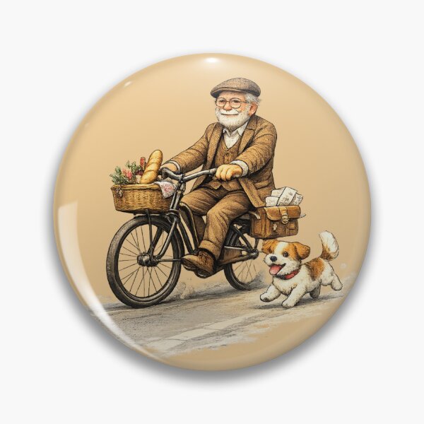 Item preview, Grandpa on Bicycle with Dog - Minimal Modern Illustration. designed and sold by LunaPrintCo.