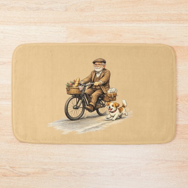 Item preview, Grandpa on Bicycle with Dog - Minimal Modern Illustration. designed and sold by LunaPrintCo.