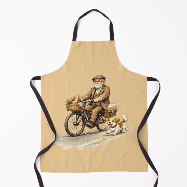 Item preview, Grandpa on Bicycle with Dog - Minimal Modern Illustration. designed and sold by LunaPrintCo.