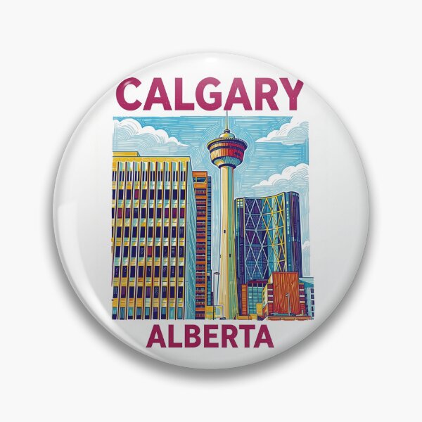Item preview, Downtown Calgary Alberta Canada Colorful Illustration Travel Poster Art designed and sold by Stripe Wall Studio.