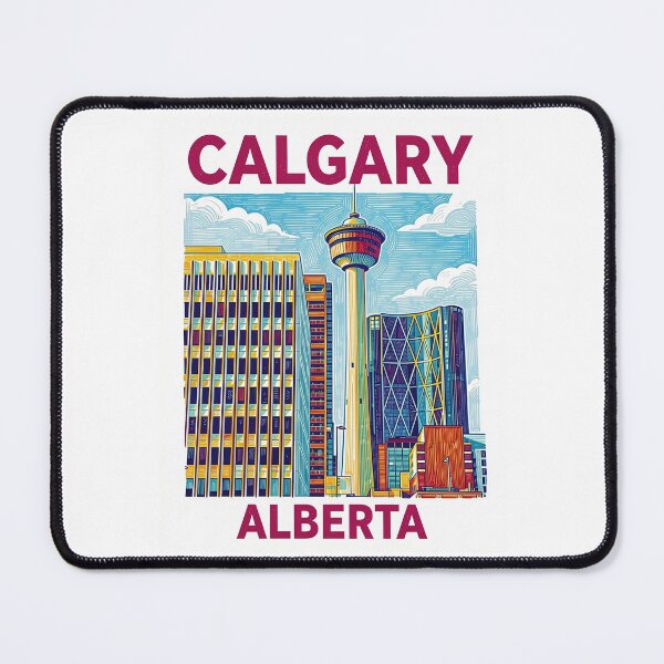 Item preview, Downtown Calgary Alberta Canada Colorful Illustration Travel Poster Art designed and sold by Stripe Wall Studio.