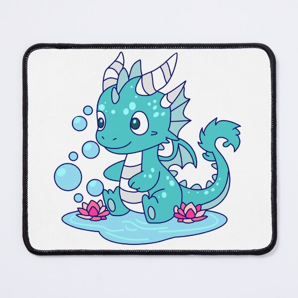 Item preview, Cute Baby Water Dragon with Bubbles and Lilies designed and sold by AngelBialy.