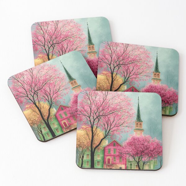 Item preview, Charming Village with Cherry Blossoms designed and sold by Blue Horse Photo Magic.