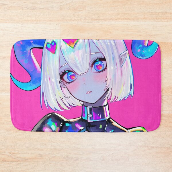 Item preview, White Hair Glitchcore Horned Demon Girl designed and sold by bubblegoth.