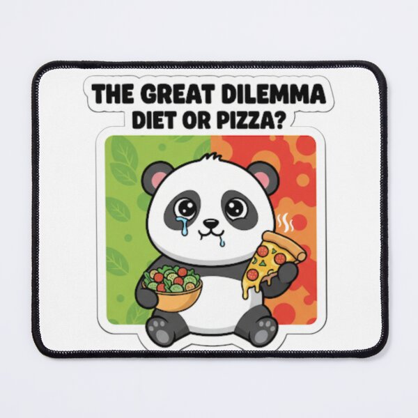 Item preview, The Great Dilemma – Diet or Pizza? Cute Panda Funny Food Struggle Sticker designed and sold by snaperos.