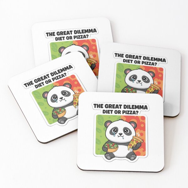 Item preview, The Great Dilemma – Diet or Pizza? Cute Panda Funny Food Struggle Sticker designed and sold by snaperos.