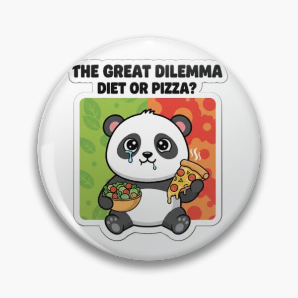 Item preview, The Great Dilemma – Diet or Pizza? Cute Panda Funny Food Struggle Sticker designed and sold by snaperos.