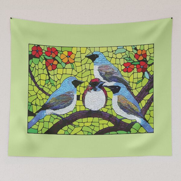 Item preview, mosaic birds in gathering designed and sold by designmari.