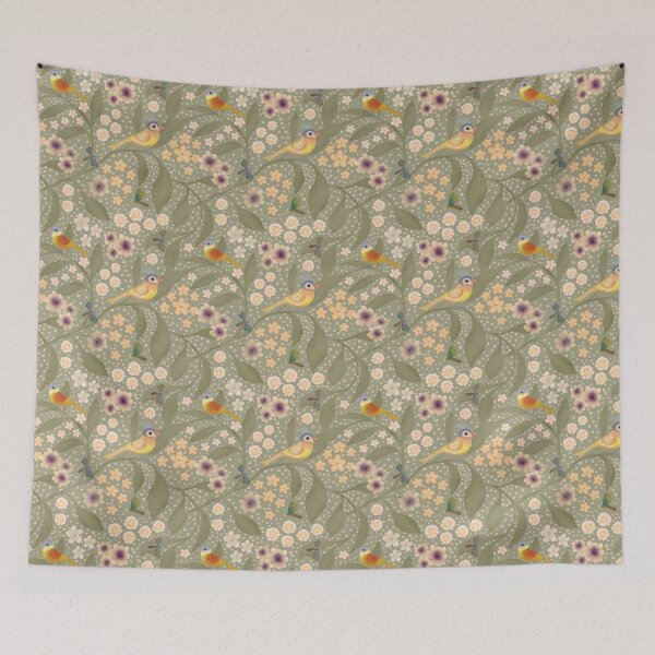 Item preview, Whimsical Songbirds & Sneezeweed designed and sold by phatlizzardart.