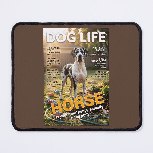 Item preview, Great Dane Horse: Funny Dog Life Magazine Cover Art designed and sold by FrancophileFun.