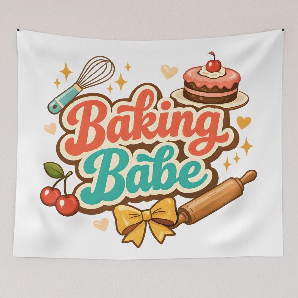 Item preview, Baking Babe Cute Retro Baking Typography with Cake & Whisk designed and sold by Luvahawb.