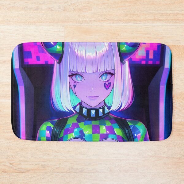 Item preview, Neon Glitchcore Horned Arcade Siren designed and sold by bubblegoth.