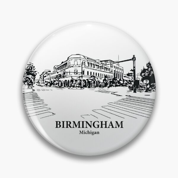 Item preview, Birmingham MI - Ink Cityscape Illustration designed and sold by Lakeric Cityscapes.