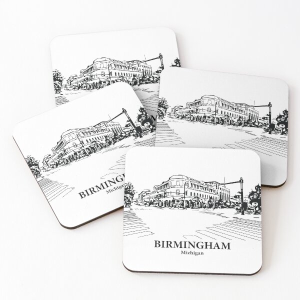 Item preview, Birmingham MI - Ink Cityscape Illustration designed and sold by Lakeric Cityscapes.
