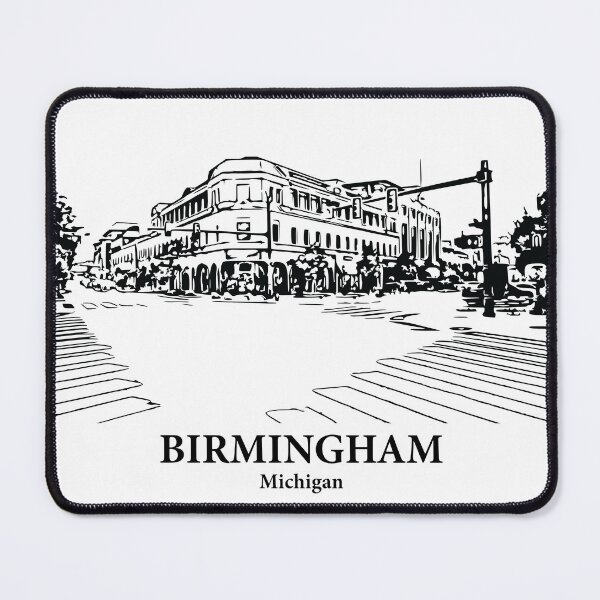 Item preview, Birmingham MI - Ink Cityscape Illustration designed and sold by Lakeric Cityscapes.