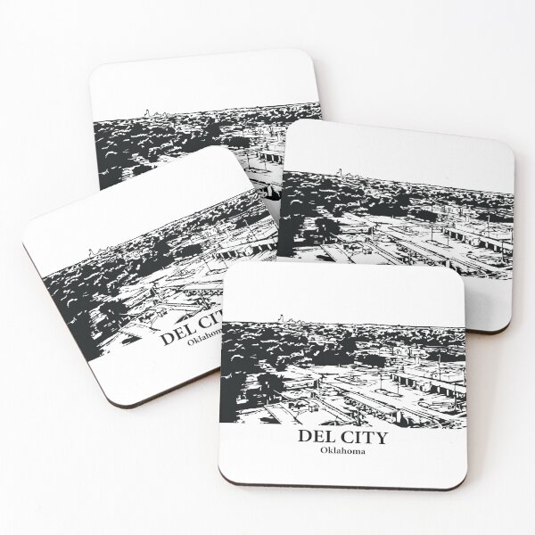 Item preview, Del City OK - Ink Cityscape Illustration designed and sold by Lakeric Cityscapes.