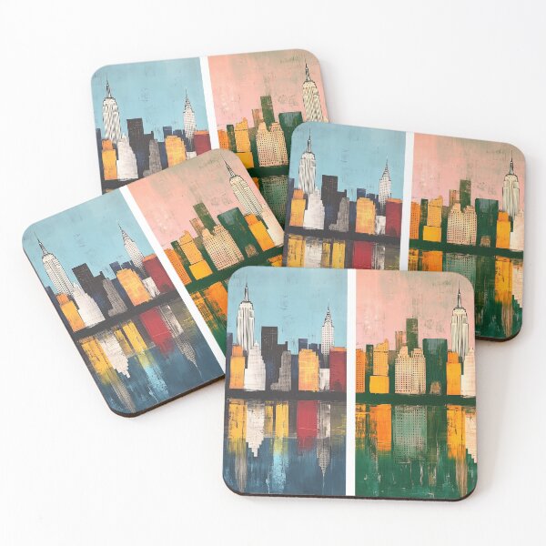 Item preview, NYC Skyline – Urban Contrast Quad Set designed and sold by SkylineVistas Designs.