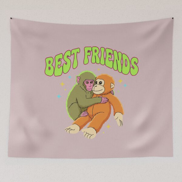 Item preview, Best Friends Monkey Print for Punch Story Fans | Cute Kawaii Macaque Toy Design designed and sold by Rainstorm Trends (RST).
