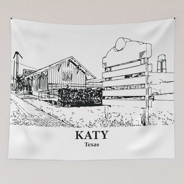 Item preview, Katy TX - Ink Cityscape Illustration designed and sold by Lakeric Cityscapes.