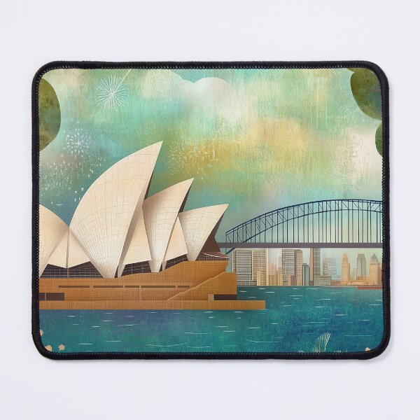 Item preview, Sydney Opera House & Harbour Bridge Retro Travel Illustration designed and sold by SkylineVistas Designs.