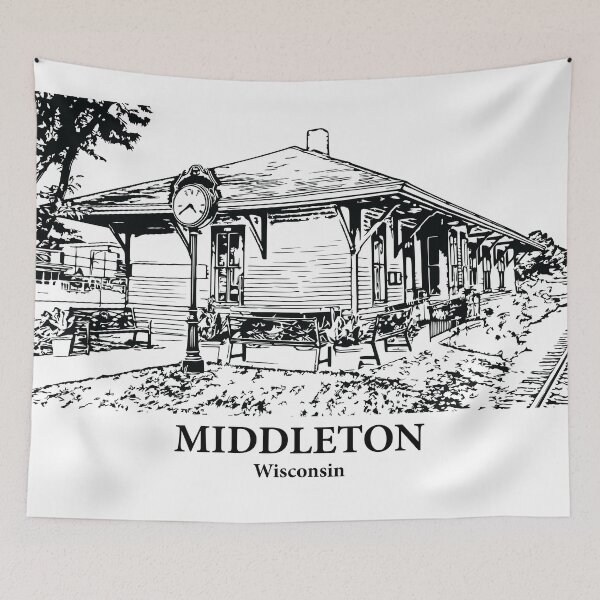 Item preview, Middleton WI - Ink Cityscape Illustration designed and sold by Lakeric Cityscapes.