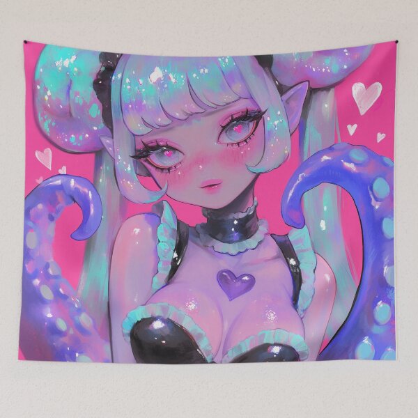 Item preview, Pastel Goth Tentacle Girl Hearts designed and sold by bubblegoth.