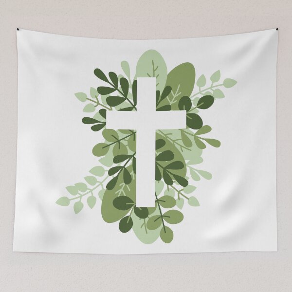 Item preview, Cross and Green Leaves designed and sold by CHERRY--SHOP.