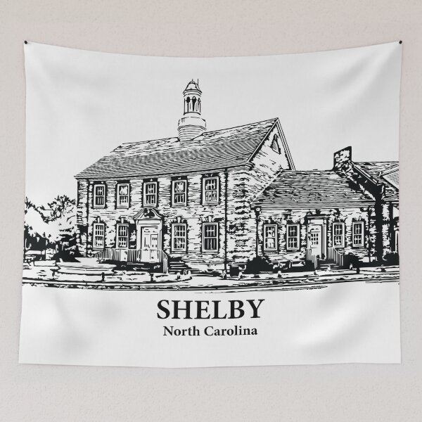 Item preview, Shelby NC - Ink Cityscape Illustration designed and sold by Lakeric Cityscapes.