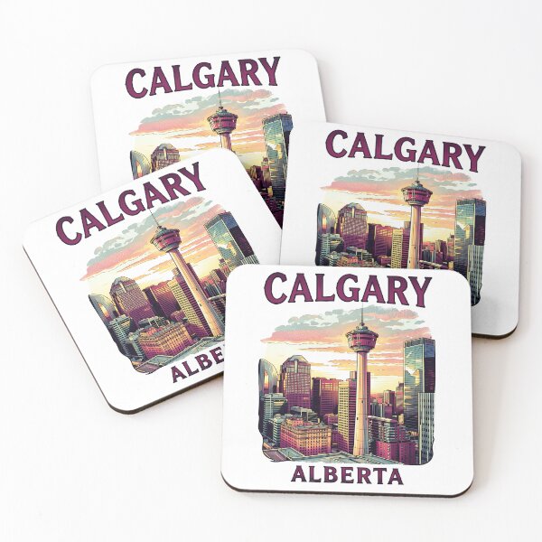 Item preview, Calgary Alberta Canada Color Illustration Travel Poster Art designed and sold by Stripe Wall Studio.