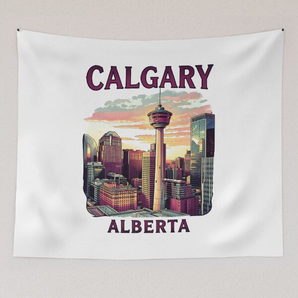 Item preview, Calgary Alberta Canada Color Illustration Travel Poster Art designed and sold by Stripe Wall Studio.