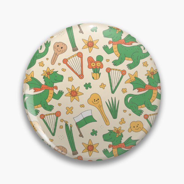 Item preview, St David's Day Dragon Party – Welsh Daffodils, Leeks & Cute Dragons Pattern designed and sold by Midnight Veil Designs.