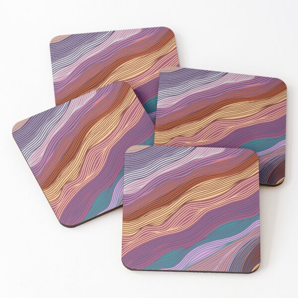 Item preview, Colorful Wavy Ribbon Pattern - Abstract Retro Flowing Line Art designed and sold by RareSquareBearArts.