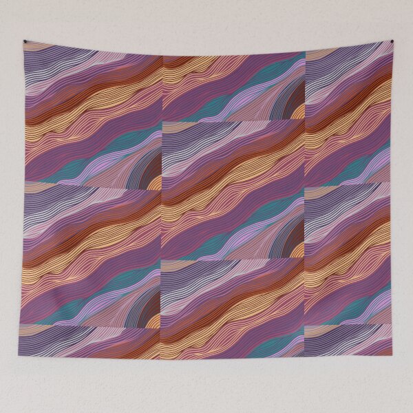 Item preview, Colorful Wavy Ribbon Pattern - Abstract Retro Flowing Line Art designed and sold by RareSquareBearArts.