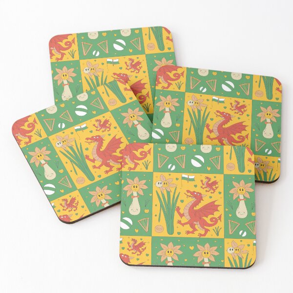 Item preview, St David's Day Dragon & Leek Party – Welsh Daffodils & Smiling Dragons Pattern designed and sold by Midnight Veil Designs.