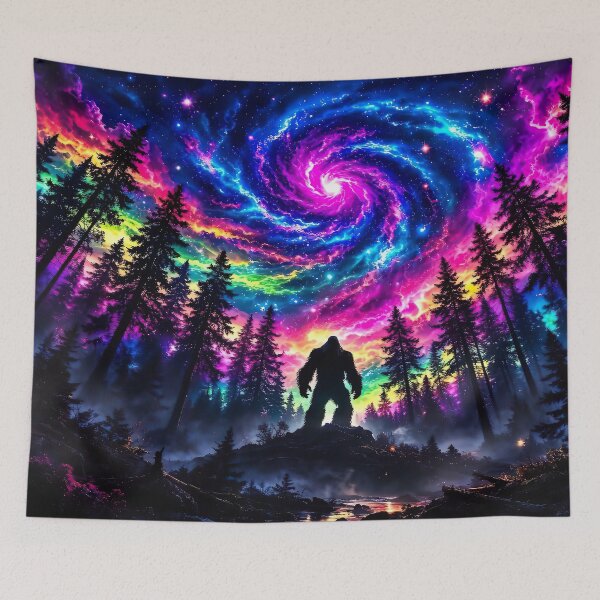 Item preview, Blacklight Style Bigfoot Staring at new galaxy designed and sold by Matt's Artificial Nature.