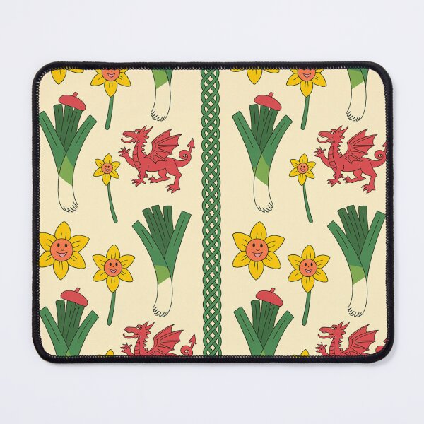 Item preview, St David's Day Welsh Icons Pattern – Smiling Leeks, Red Dragons & Daffodils designed and sold by Midnight Veil Designs.