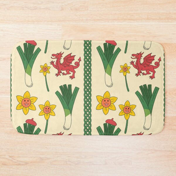 Item preview, St David's Day Welsh Icons Pattern – Smiling Leeks, Red Dragons & Daffodils designed and sold by Midnight Veil Designs.