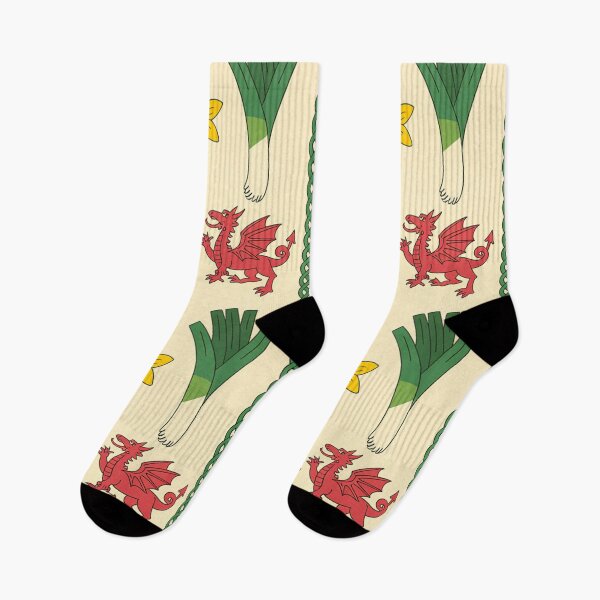 Item preview, St David's Day Welsh Icons Pattern – Smiling Leeks, Red Dragons & Daffodils designed and sold by Midnight Veil Designs.