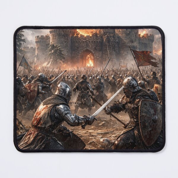 Item preview, Medieval battle in front of a burning fortress designed and sold by JuViRo.