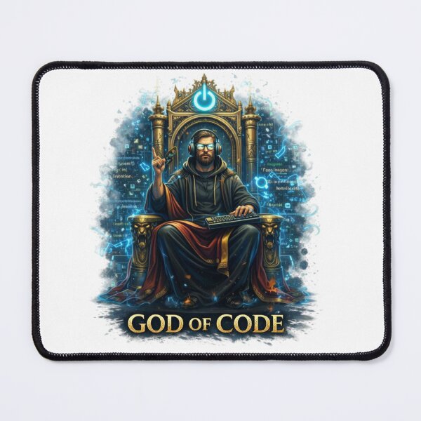 Item preview, God of Code on Throne designed and sold by RØNI AI.