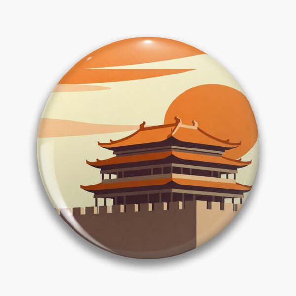 Item preview, Visit Xi'an – Vintage Bell Tower Silk Road Travel Art designed and sold by Ink Dynasty.