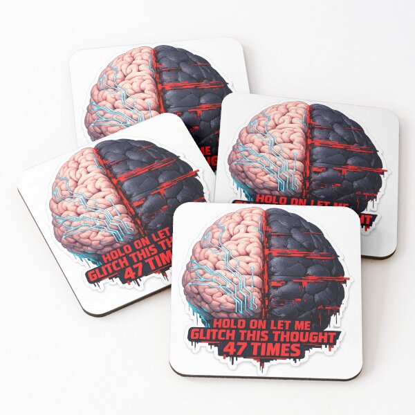 Item preview, Half Brain Overthinking Glitch Sticker – Modern Anxiety Relief Art 2025 designed and sold by ARTCREATESHOP.