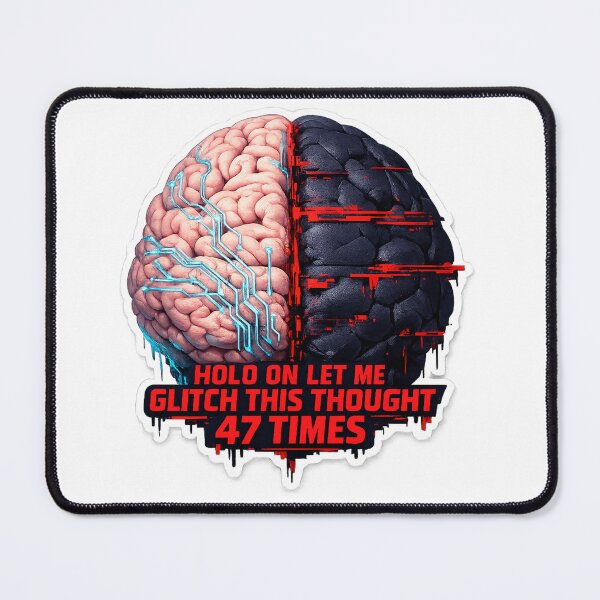 Item preview, Half Brain Overthinking Glitch Sticker – Modern Anxiety Relief Art 2025 designed and sold by ARTCREATESHOP.