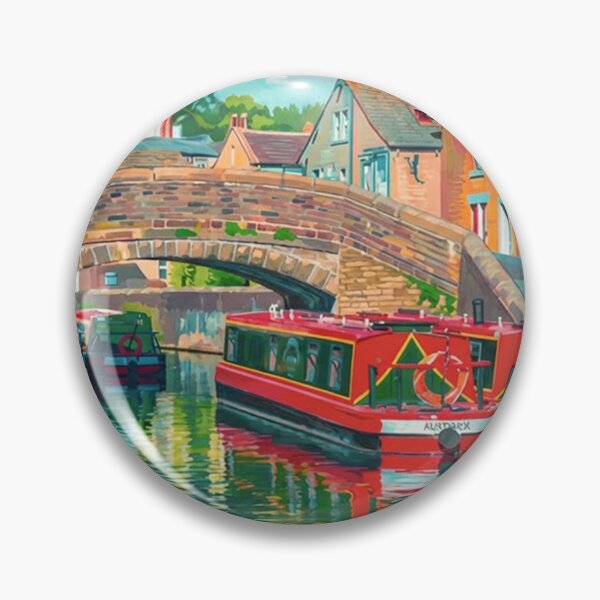 Item preview, Vibrant Skipton: Narrowboats on the Canal designed and sold by VistaPainterArt.