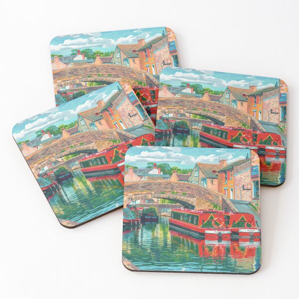 Item preview, Vibrant Skipton: Narrowboats on the Canal designed and sold by VistaPainterArt.