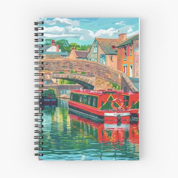 Item preview, Vibrant Skipton: Narrowboats on the Canal designed and sold by VistaPainterArt.