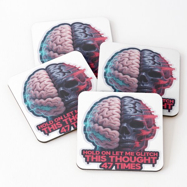 Item preview, Dark Mode Overthink Brain Sticker – Minimalist Red Typography Design designed and sold by ARTCREATESHOP.